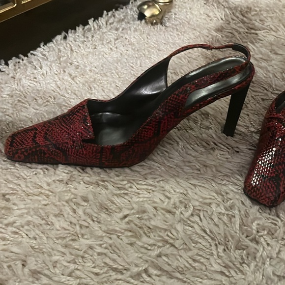 Vintage Colin Stuart Red Snakeskin Slingbacks - Picture 4 of 10